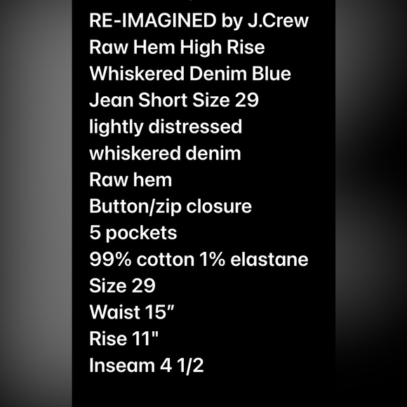 RE-IMAGINED by J.Crew Raw Hem High Rise Whiskered Denim Blue Jean Short Size 29 - Picture 8 of 9